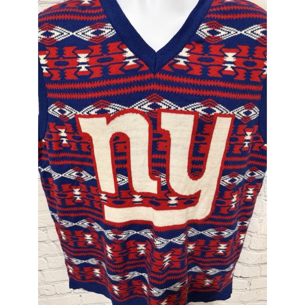 New York Giants Ugly Sweater Vest Christmas NFL Team Apparel Men XXL Acrylic - Picture 2 of 6